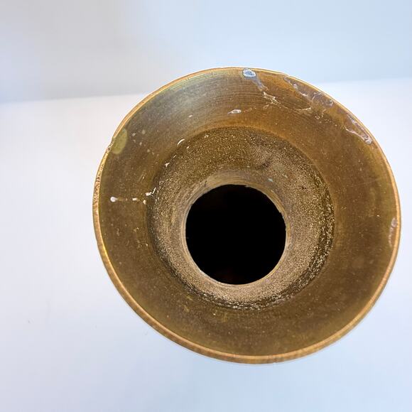 VTG Brass Bud Vase Cord Accent Mid Century Modern Tapered Patina India Decor 7" - Picture 6 of 9